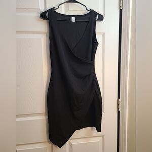 Women's Semi Formal Elegant Sleeveless V Neck Wrap Slit Dress Ruched Bodycon